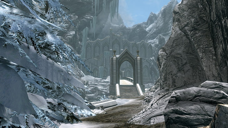 gray arch 3D illustration, The Elder Scrolls V: Skyrim, video games, HD wallpaper