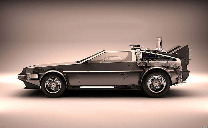 DMC DeLorean, Back to the Future, The Time Machine, car, HD wallpaper