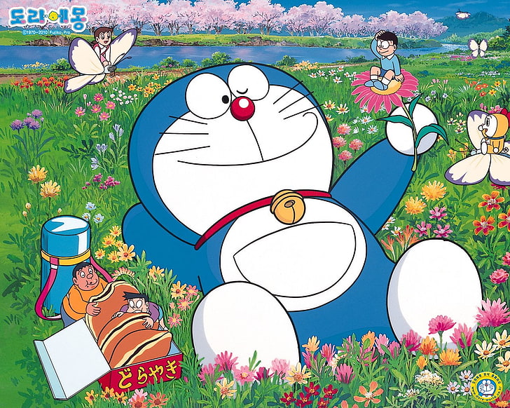 Doraemon wallpaper, Anime, drawing - Art Product, happiness, illustration, HD wallpaper