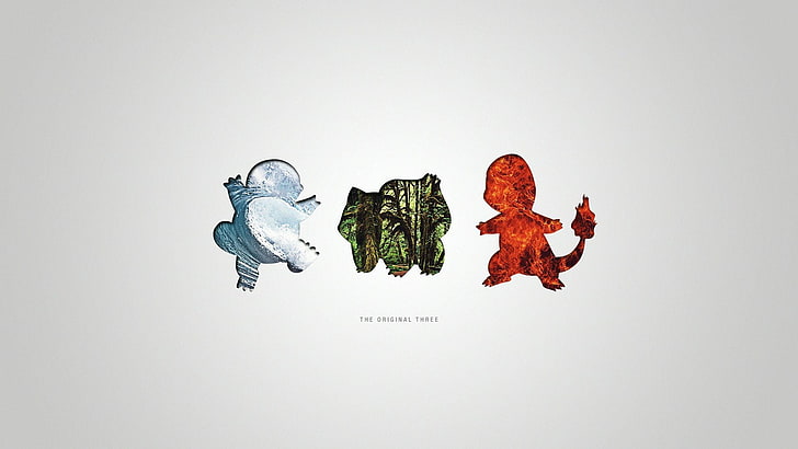 three animated characters wallpaper, Pokémon, Charmander, Bulbasaur
