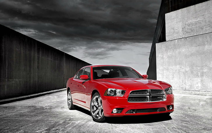 2011 Dodge Charger, red sedan, cars, HD wallpaper