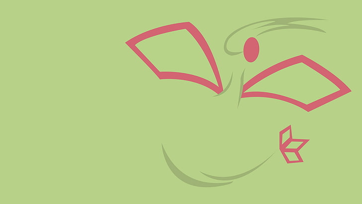 Pokemon character stencil art, green, pink, white, vector, illustration