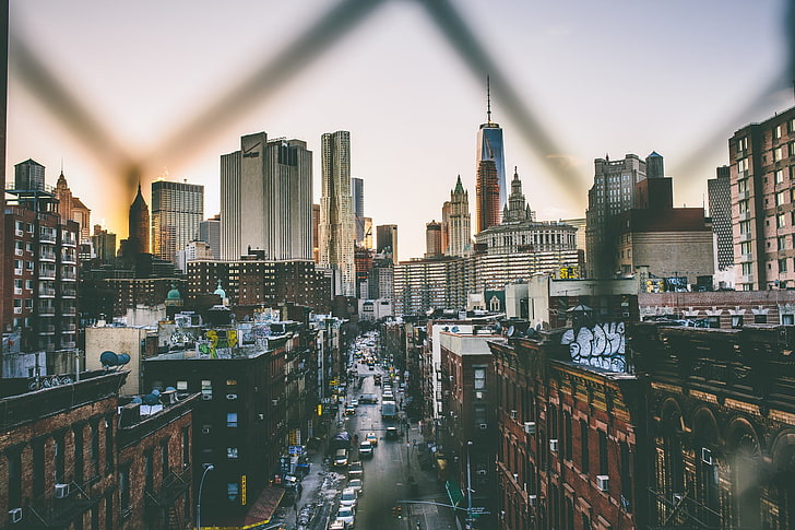 high rise building, street, city, cityscape, New York City, USA, HD wallpaper