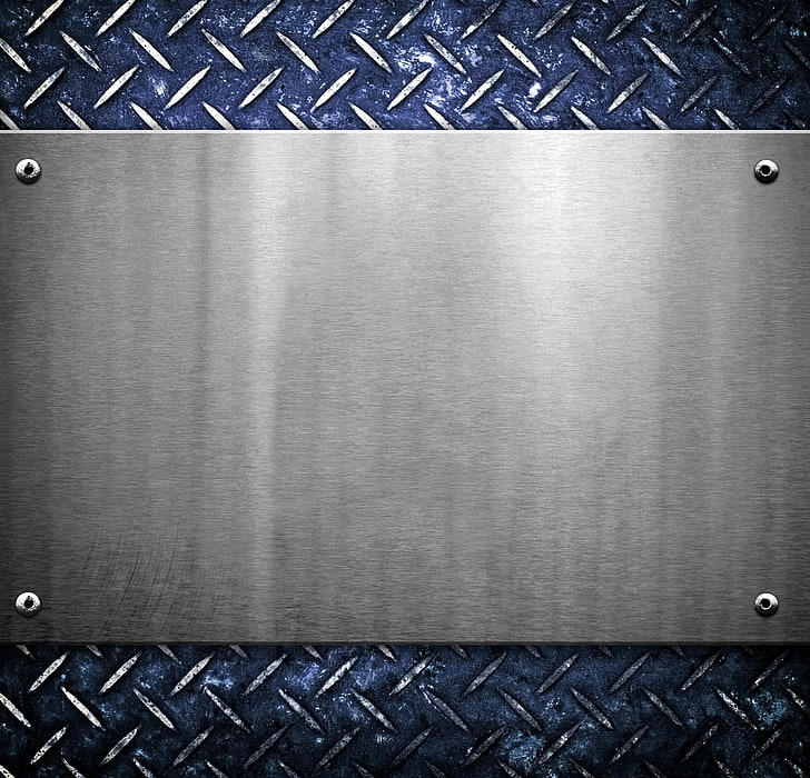 gray stainless steel plate, metal, texture, blue, background