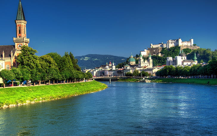 Salzach River Salzburg, austria, HD wallpaper
