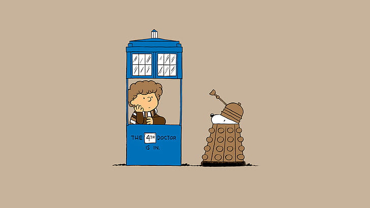 Funny, 1920x1080, TARDIS, doctor who, charlie brown, HD wallpaper