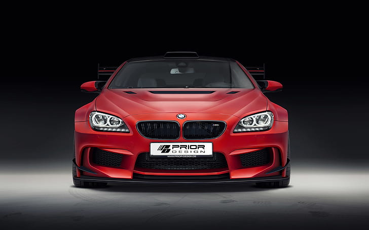 BMW M6 F13 red car front view, HD wallpaper