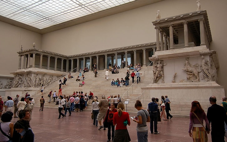 Pergamon museum, Berlin, Germany, People, Visitors, Ladder