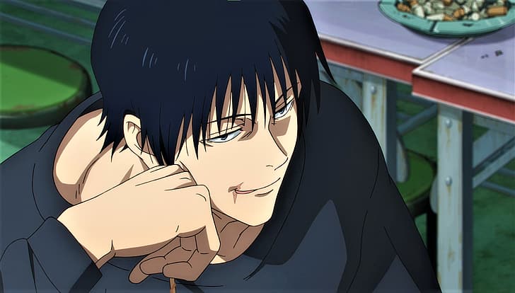 Jujutsu Kaisen, Fushiguro Toji, scars, tongue out, anime, Anime screenshot, HD wallpaper