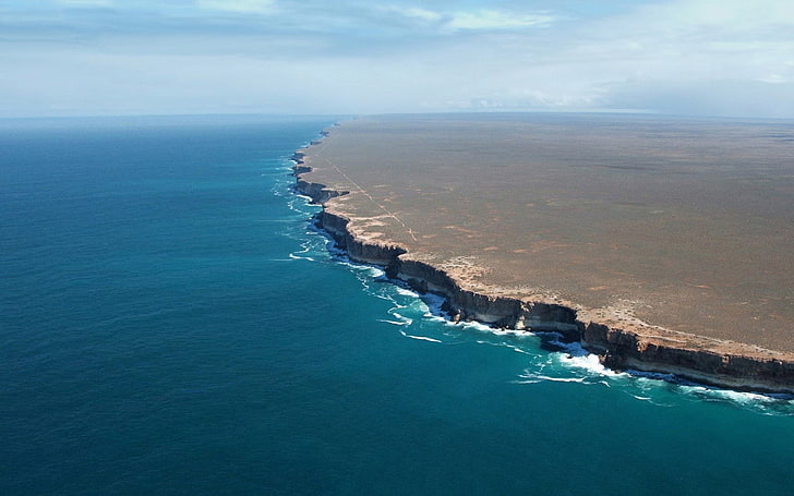 cliff, waves, sea, Australia, coast, landscape, water, scenics - nature, HD wallpaper