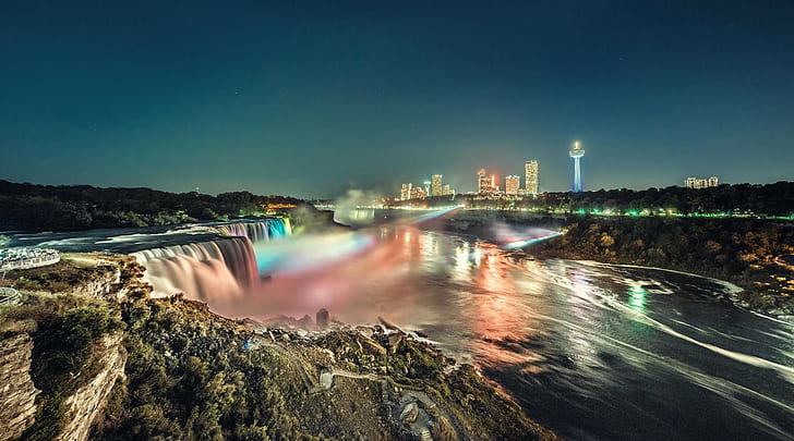 Niagara Falls at Night, best, HD wallpaper