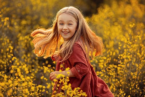 HD wallpaper: field, joy, nature, dress, girl, child, Svetlana Shelemeteva  | Wallpaper Flare