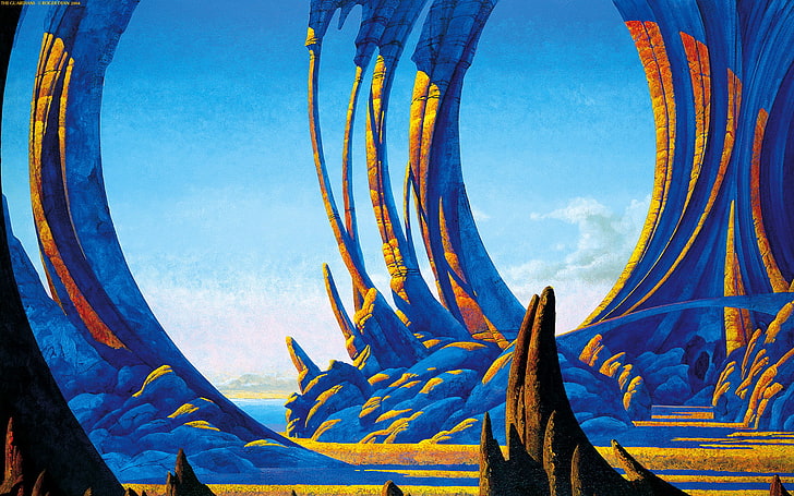 Band, Roger Dean, Yes, sky, no people, blue, nature, cloud - sky, HD wallpaper