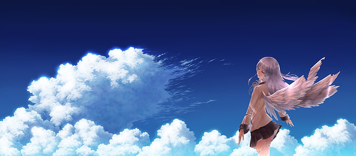 woman with wings illustration, angel, Angel Beats!, anime, anime girls
