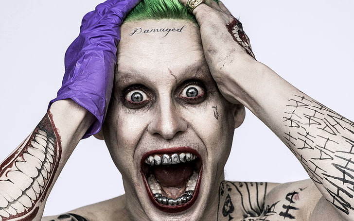 HD wallpaper: Suicide Squad Joker, teeth, tattoo, horror, glove, Creek,  Jared Leto | Wallpaper Flare