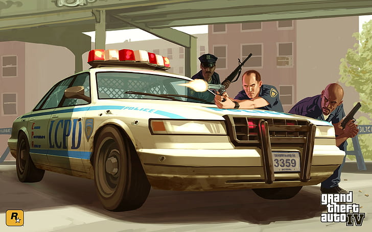 Lcpd, Gta 4, Police, Cop, Car, Shot, mode of transportation, HD wallpaper