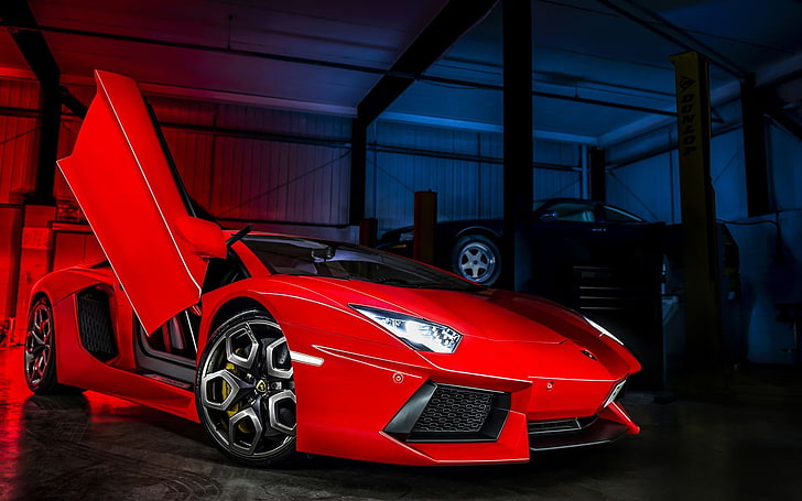 red Lamborghini Aventador, car, luxury cars, mode of transportation, HD wallpaper