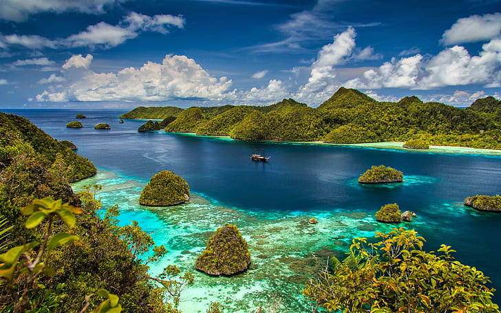 Background Ocean Islands With Green Forest  Radzha Ampat West Papua In Indonesia