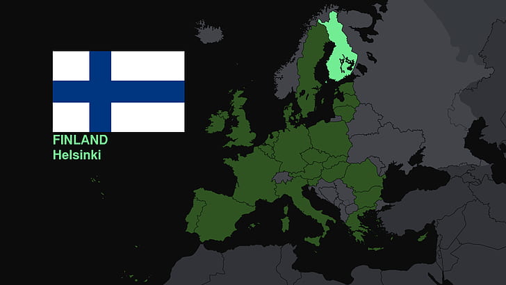flag, Finland, Europe, map, Suomi, Helsinki, HD wallpaper