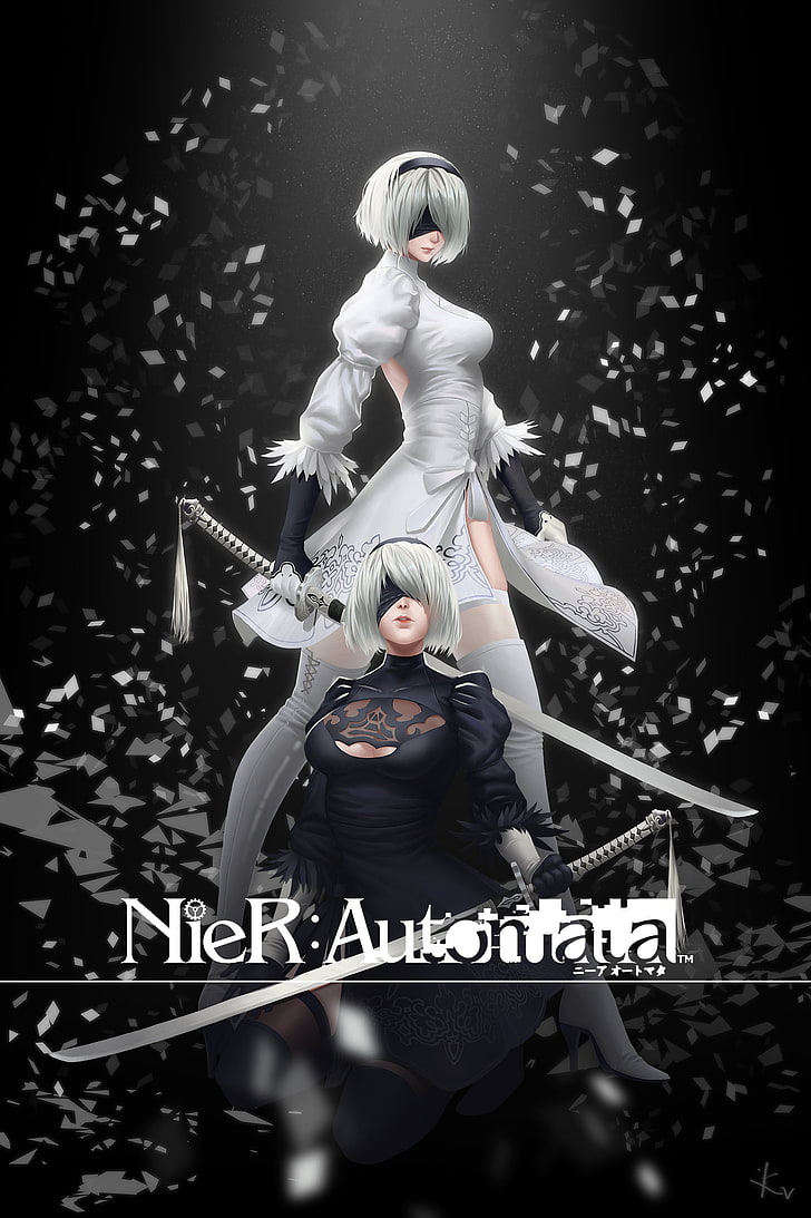 Nier Automata anime character, dress, heels, cleavage, Nier: Automata