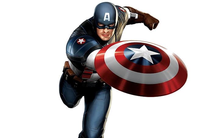 Marvel Captain America, shield, white background, Marvel Comics