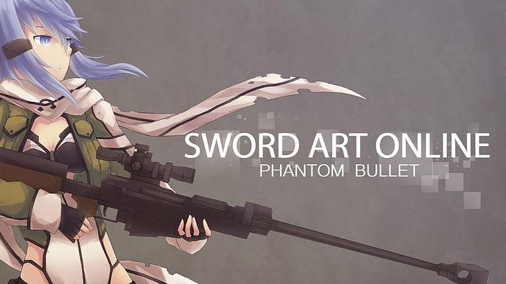 Sword Art Online Phantom Bullet wallpaper, sniper rifle, text, HD wallpaper