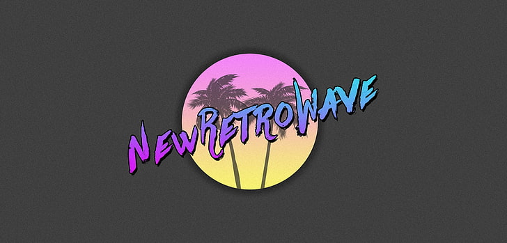 New Retro Wave text, vintage, 1980s, synthwave, neon, studio shot