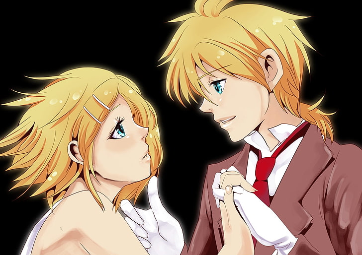 HD wallpaper: man and woman holding hands anime character wallpaper,  kagamine len | Wallpaper Flare