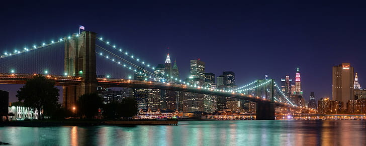 Brooklyn Bridge Panorama Dual Monitor, HD wallpaper