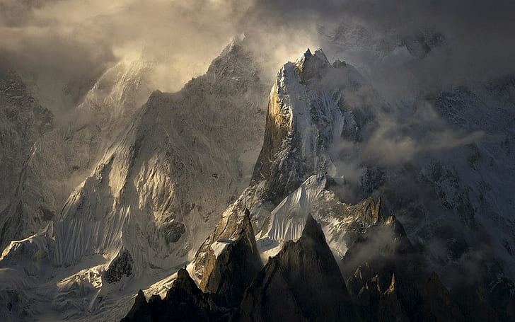 Himalayas, snowy peak, sunlight, nature, landscape, Pakistan