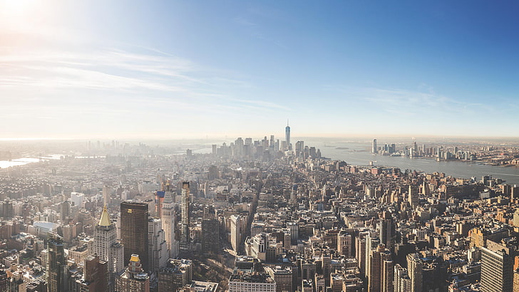 new york city, skyline, skyscraper, aerial, photography, 8k