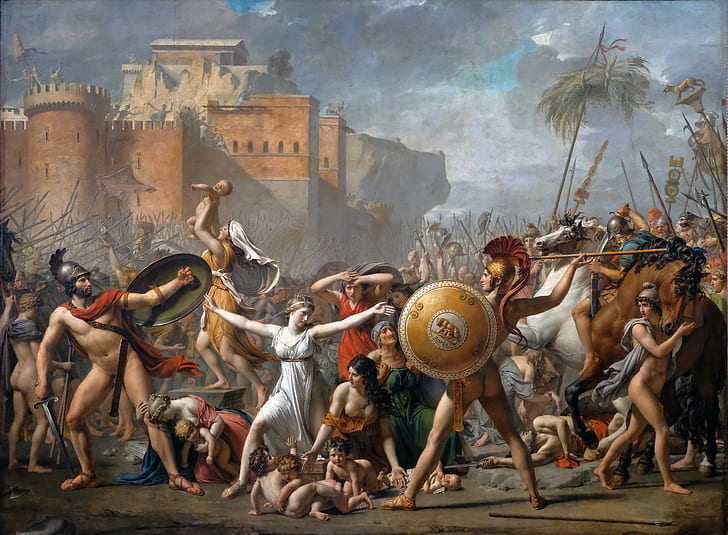 The Rape of the Sabine Women, Ancient Rome, Jacques-Louis David, HD wallpaper
