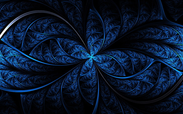 abstract, fractal, blue, digital art, backgrounds, full frame, HD wallpaper