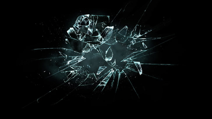 broken glass wallpaper, rose, Broken Flower, shards of glass