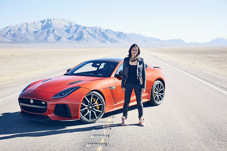 8K, Jaguar F-Type SVR, 4K, Michelle Rodriguez, HD wallpaper