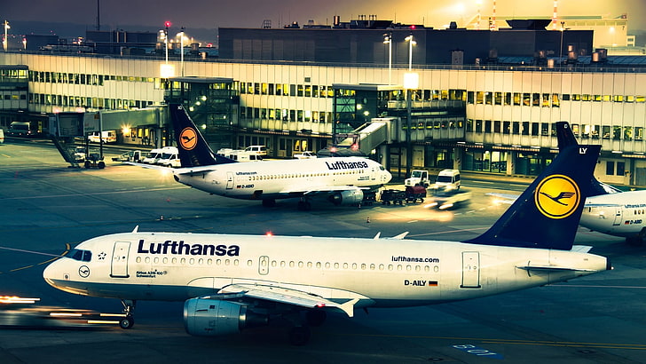 Lufthansa passenger airplane, aircraft, aviation, airport, transportation, HD wallpaper