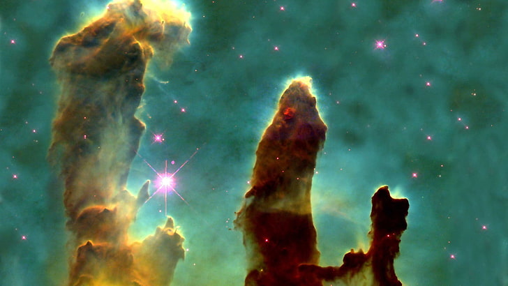 Pillars of Creation, space, nebula, space art, digital art, HD wallpaper
