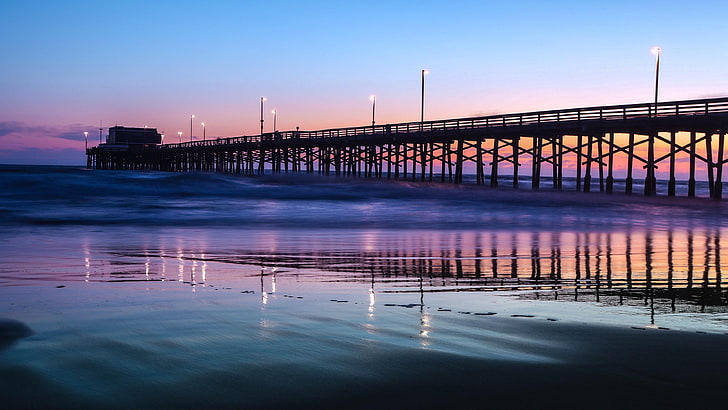 newport pier, coast, ocean, newport beach, california, united states, HD wallpaper