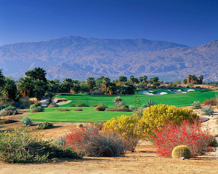 Mountains Golf Course Desert Palm Springs California, oasis, exotic