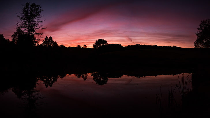 reflection, sky, nature, water, sunset, 8k, dusk, 8k uhd, evening, HD wallpaper