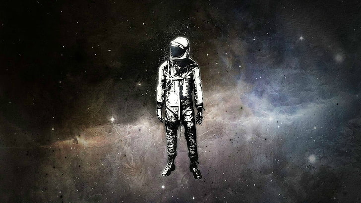 person with astronaut helmet illustration, space, Alex Cherry, HD wallpaper