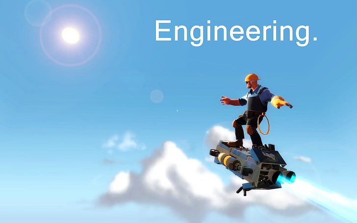 engineering, Team Fortress 2, blue, sky, men, full length, one person, HD wallpaper