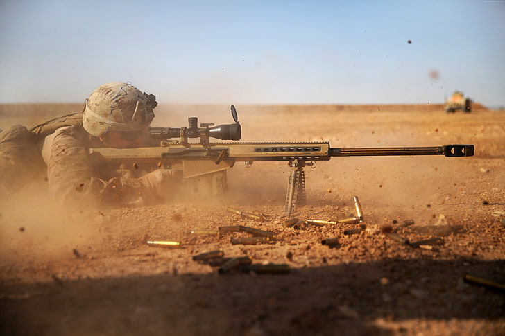 Barrett, soldier, M82, М107, sniper, U.S. Army, M82A1, sniper rifle, HD wallpaper