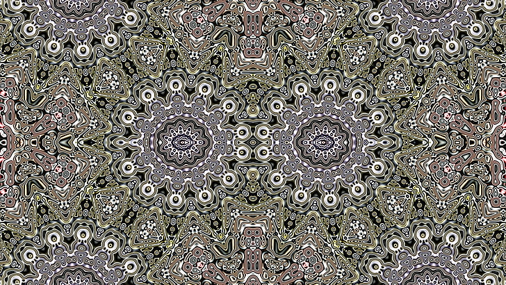 gray, white, and black floral area mat, abstract, symmetry, pattern, HD wallpaper
