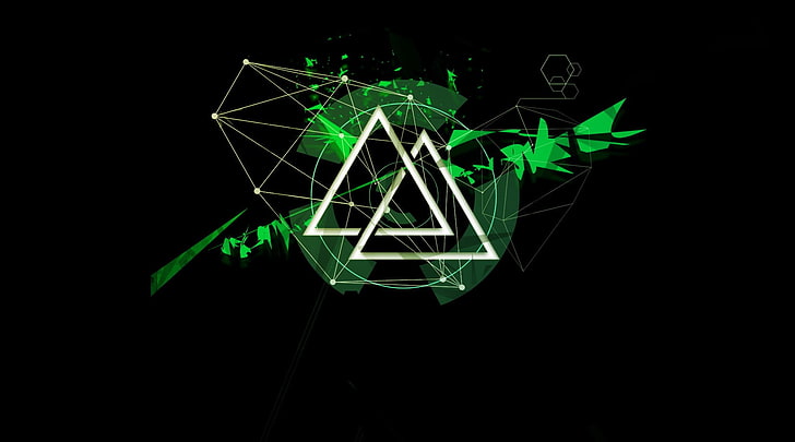 two white triangles digital wallpaper, green, peak, green color