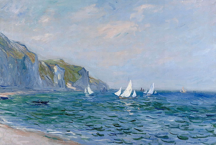 HD wallpaper: picture, seascape, Claude Monet, Cliffs and ...