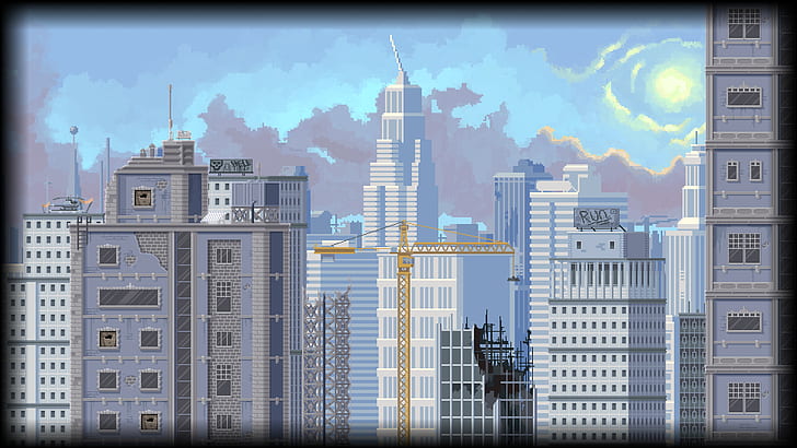 pixels, pixel art, pixelated, building, skyscraper, cityscape, HD wallpaper
