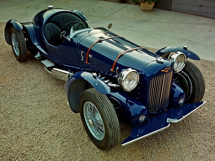 Classic Aston, race, martin, vintage, antique, blue, cars, HD wallpaper