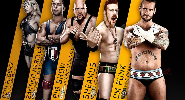 WWE Champions, CM punk, wrestler, yellow, young adult, indoors