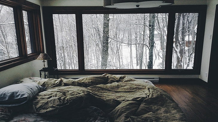 bed, Cozy, Interiors, winter, HD wallpaper